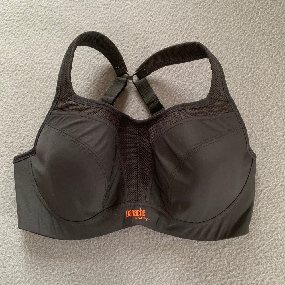 PANACHE Sport Bra 32DD Lined Underwire J-Hook Adjustable Strap 5021 BLACK